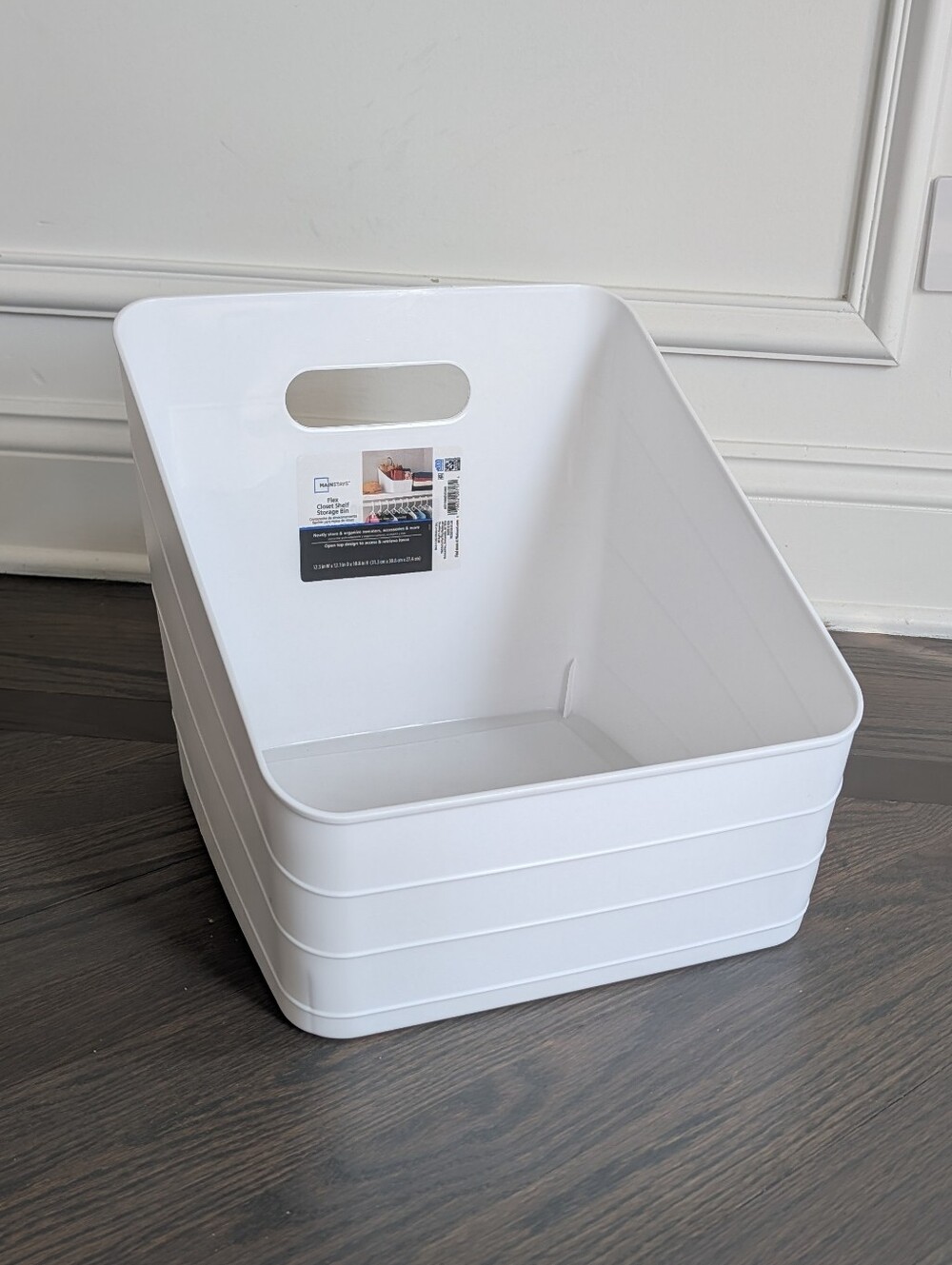 Mainstays Flex Closet Shelf Storage Bin White - Single